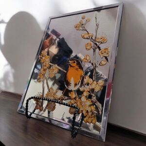Vintage Intercraft Industries Corporation Rare Cute Birds art mirrors 9 x 12"